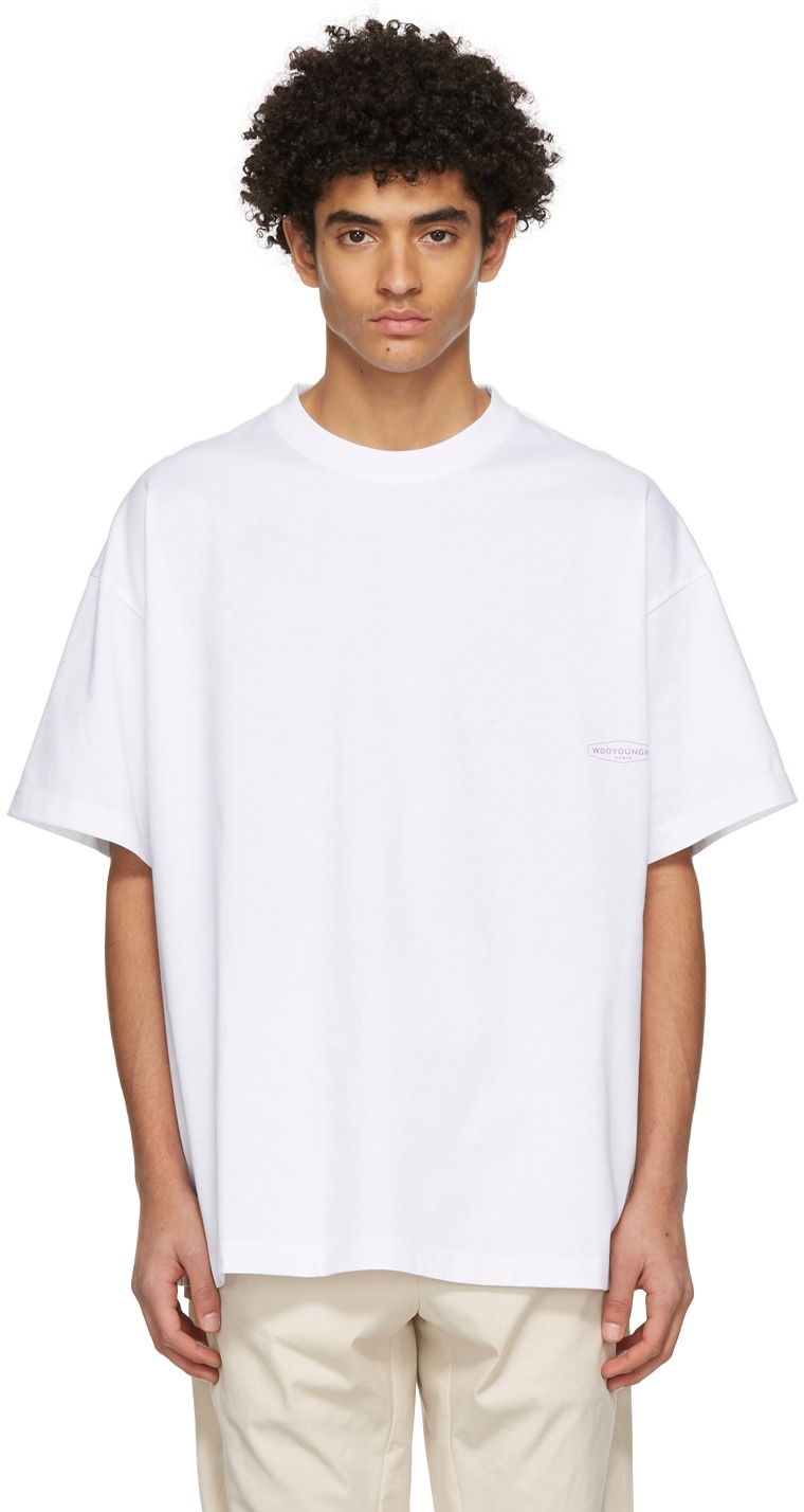 WOOYOUNGMI White & Purple Flower Print T-Shirt