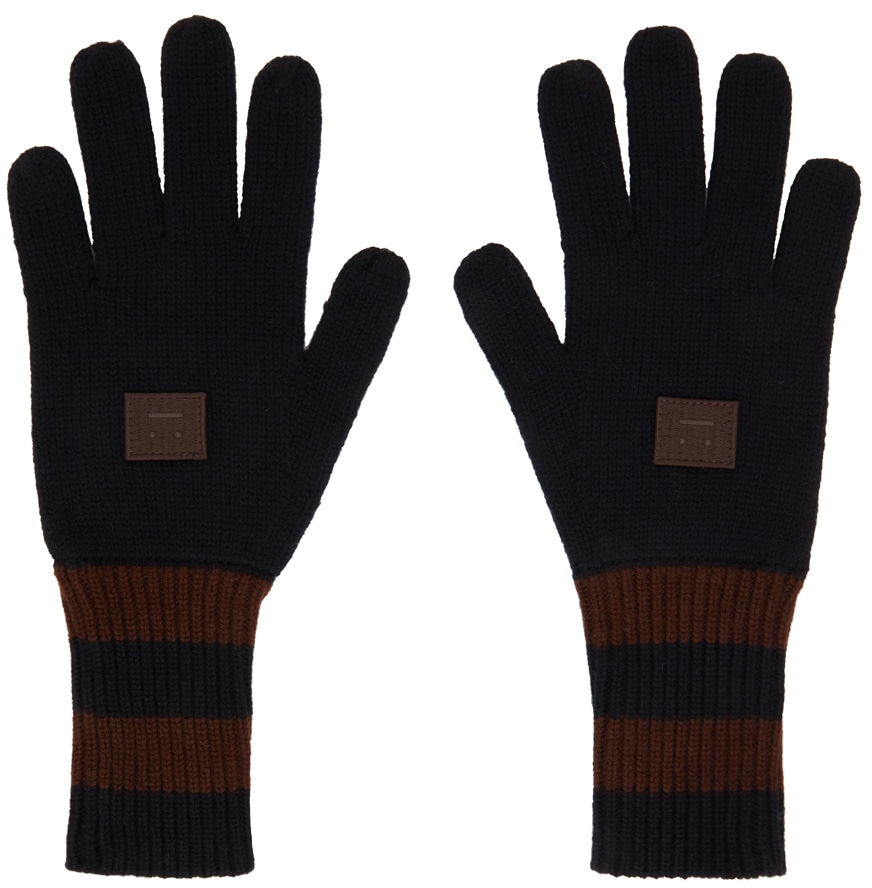 Louis Vuitton Black/Brown Damier Wool Knit Gloves