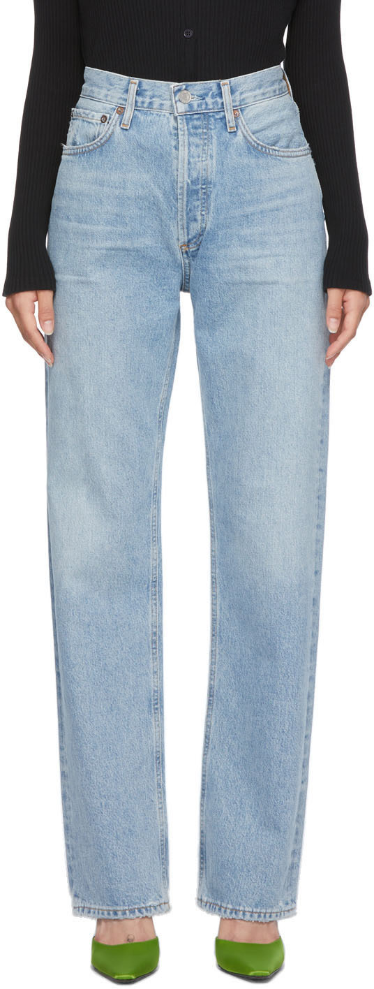 AGOLDE Blue Lana Low-Rise Vintage Straight Jeans