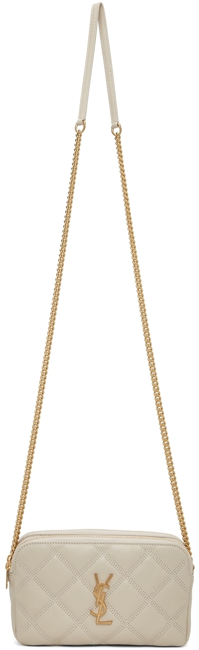 SAINT LAURENT Off-White Becky Double Zip Bag