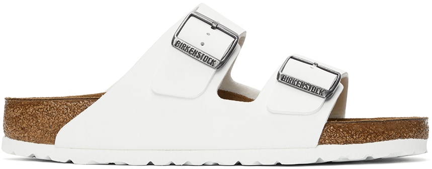 White Birko-Flor Arizona Sandals