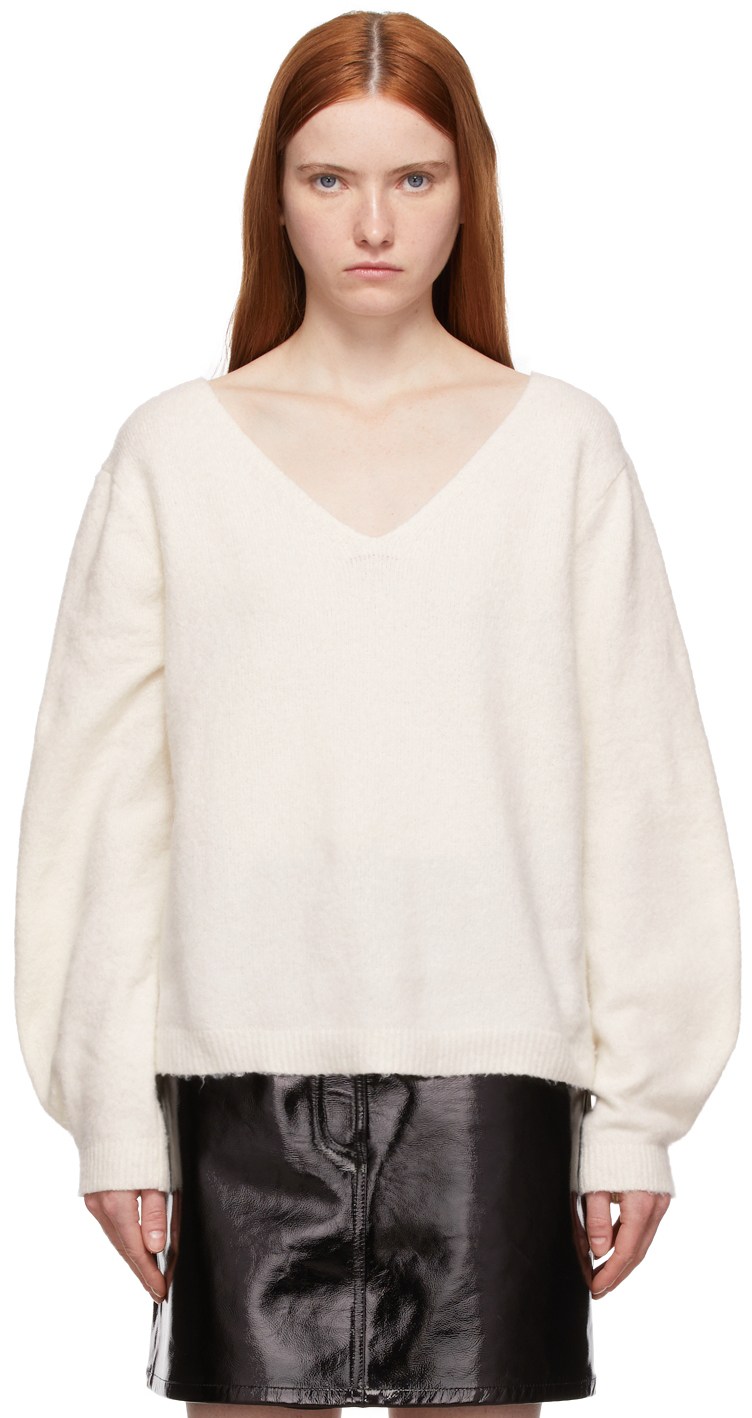 ssense.com | Off-White Brushed Double V-Neck Sweater