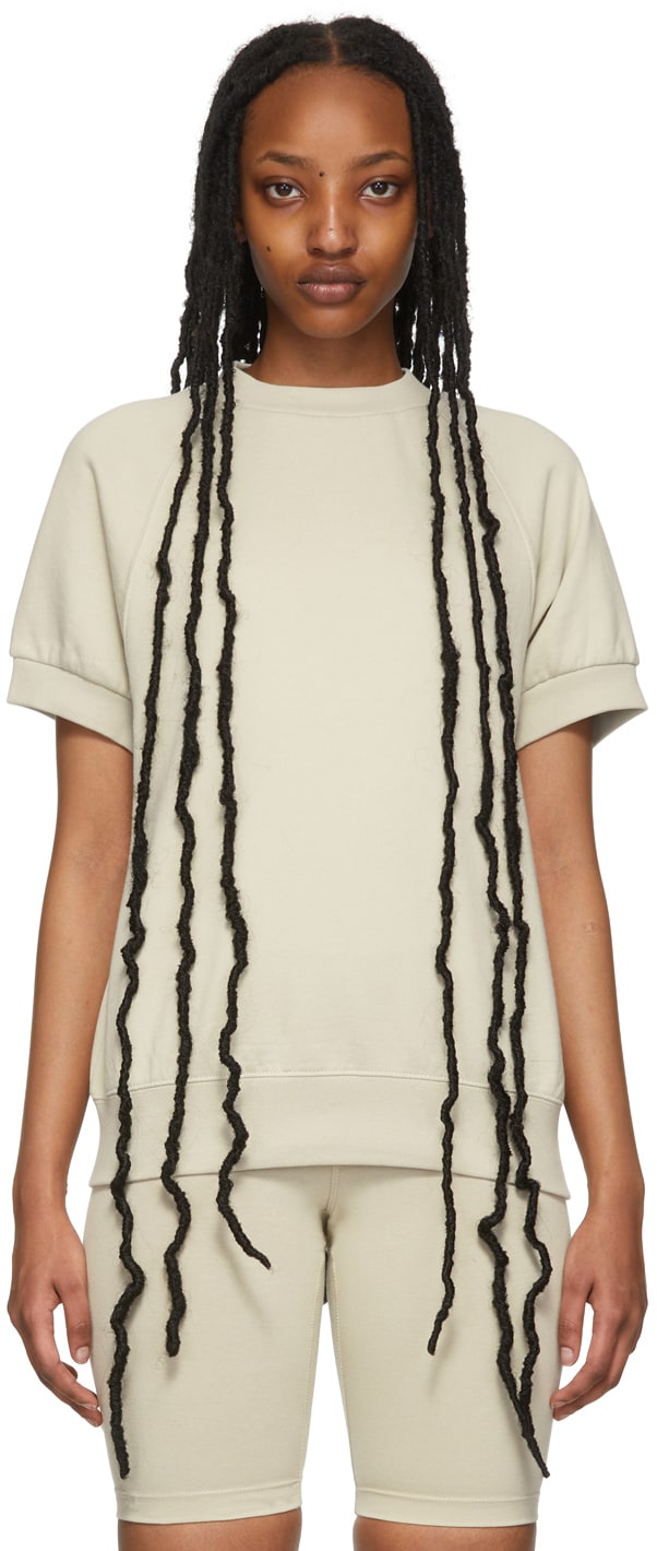 Beige Short Sleeve Sweatshirt