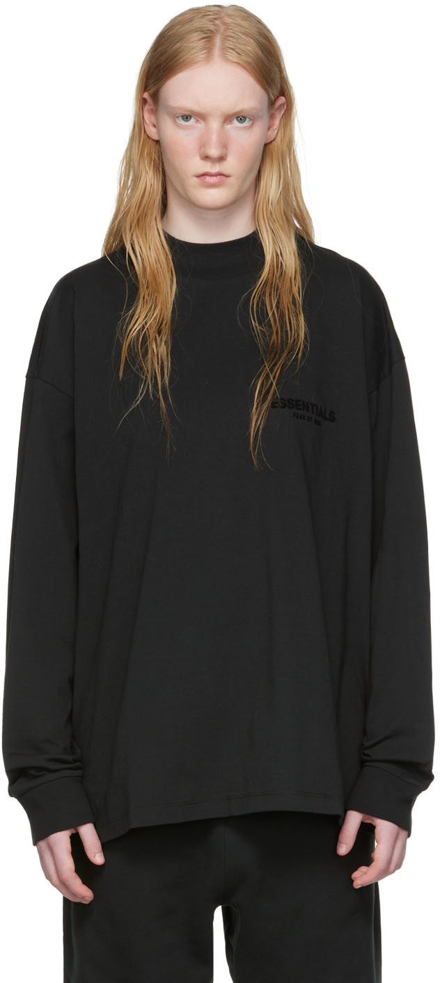 Black Cotton Long Sleeve T-Shirt
