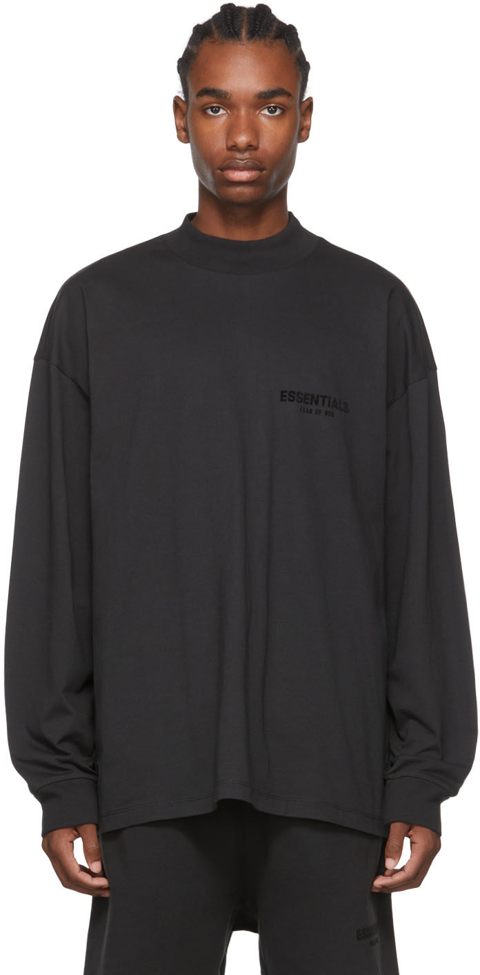 Black Cotton Long Sleeve T-Shirt