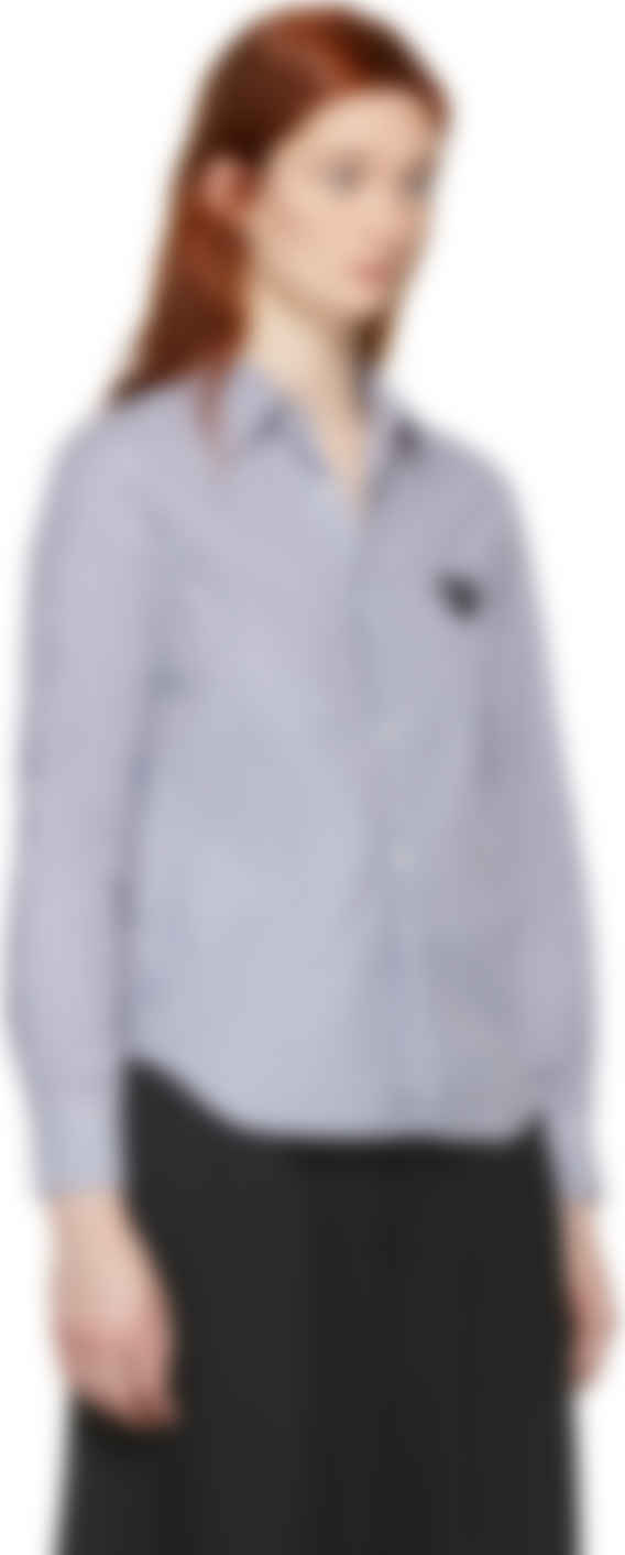 comme des garçons play blue & white striped heart shirt