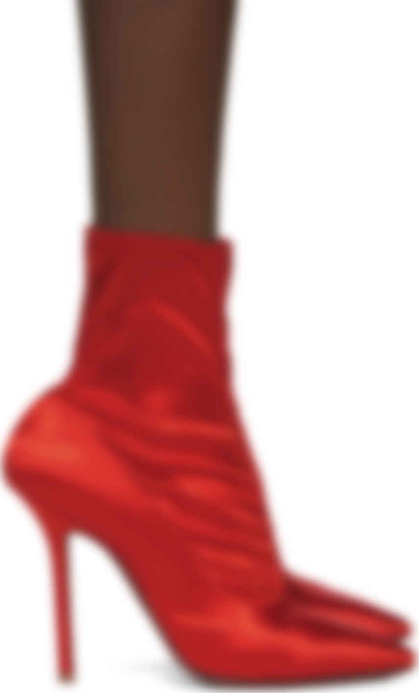 red satin booties