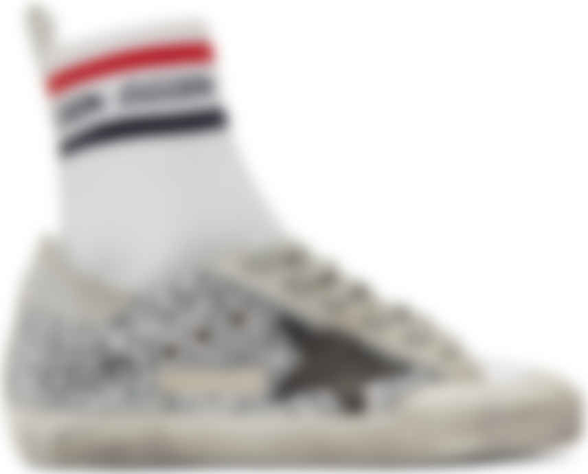 Golden Goose ホワイト シルバー スーパースター ソックス ハイトップ スニーカー Ssense 日本