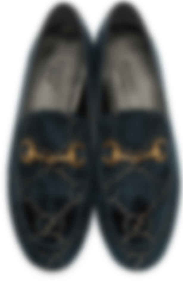 blue velvet gucci loafers