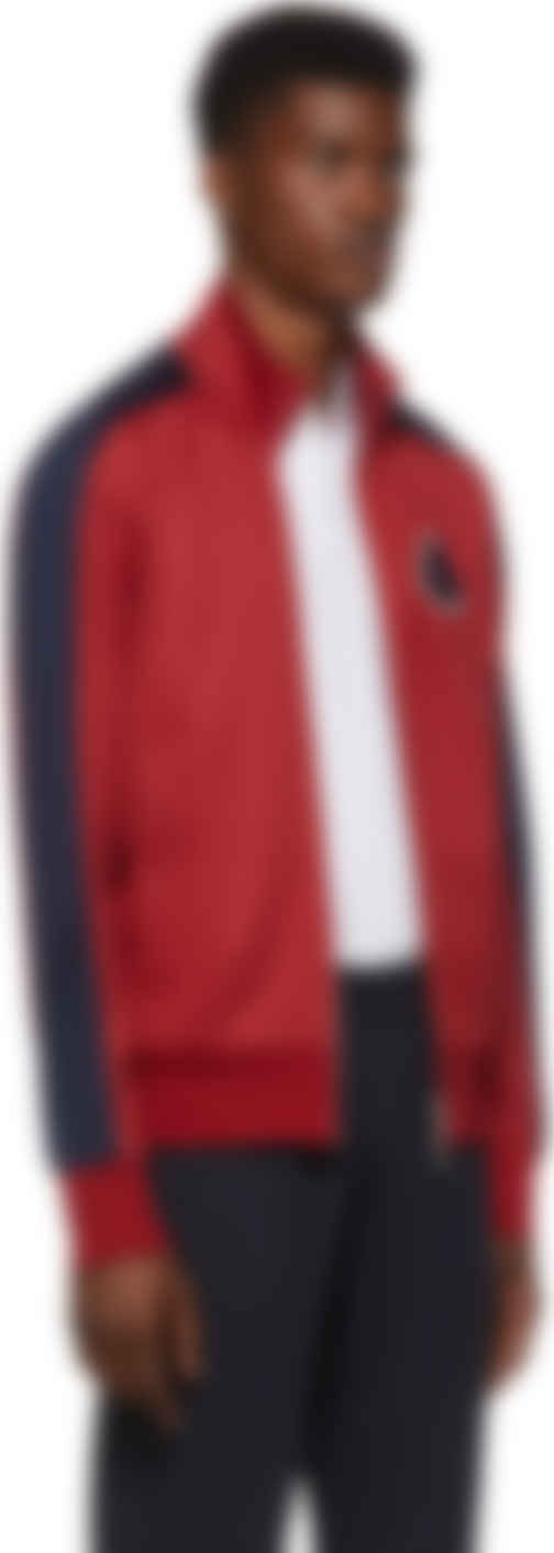 red cardigan jacket