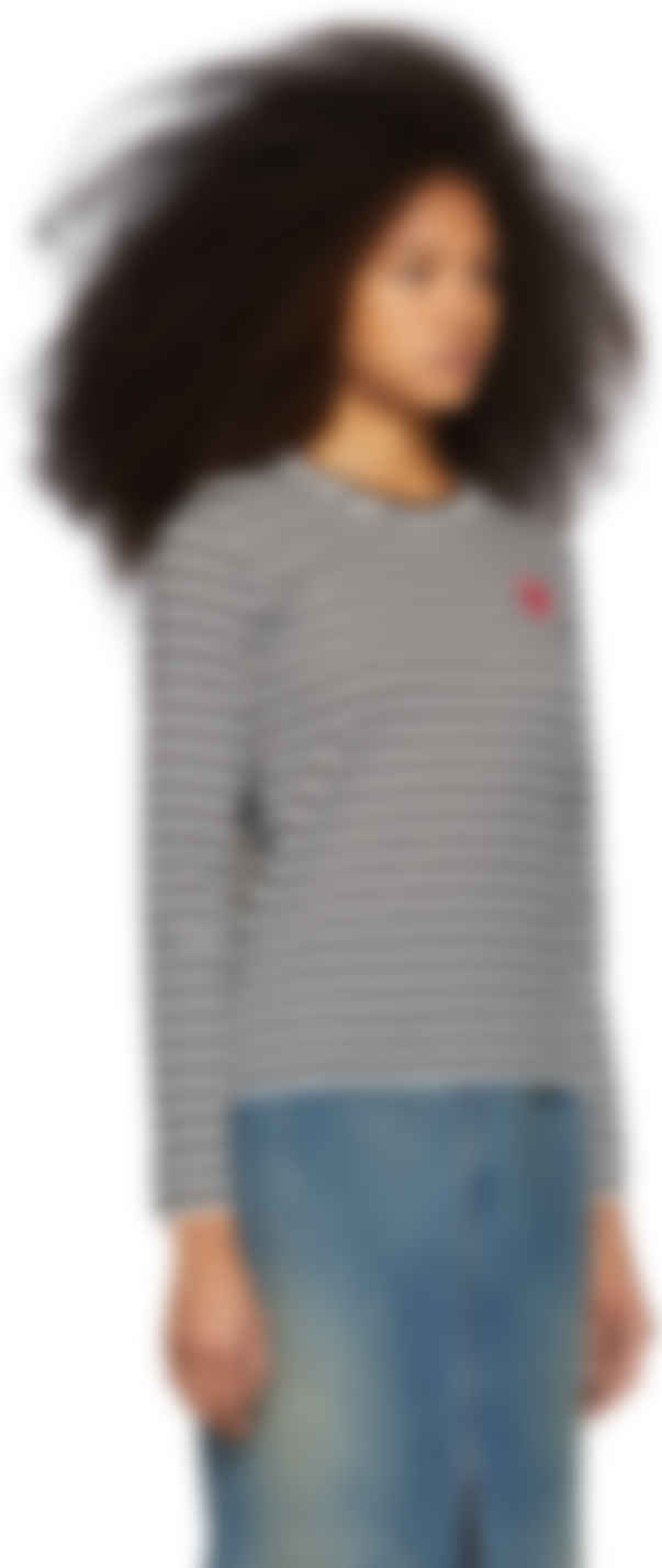 cdg striped long sleeve black and white