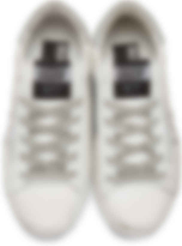 golden goose white & silver superstar sneakers