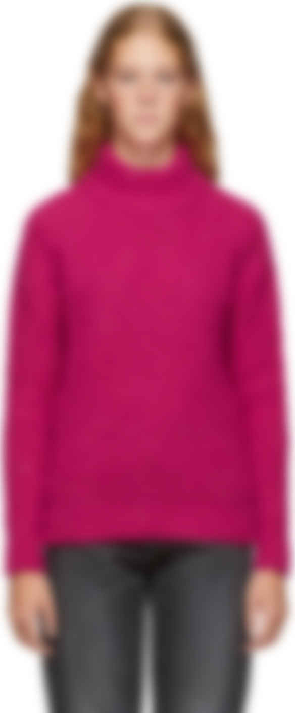 Saint Laurent ピンク オーバーサイズ モヘア シークイン タートルネック Ssense 日本