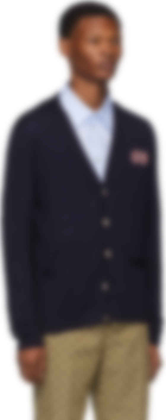 thin navy cardigan
