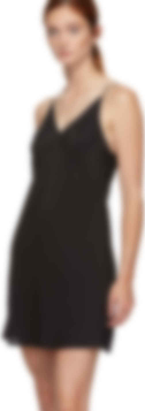 black silk mini slip dress