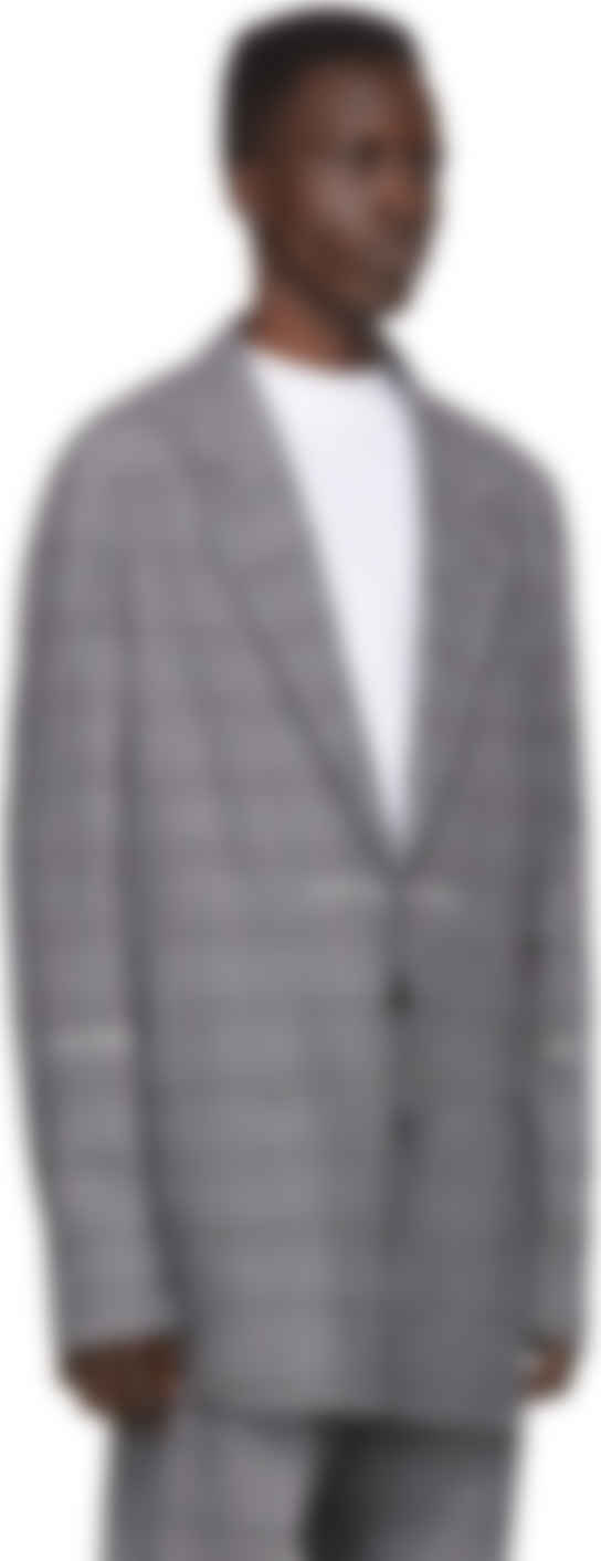 White: Grey Wool Shirt Blazer | SSENSE UK