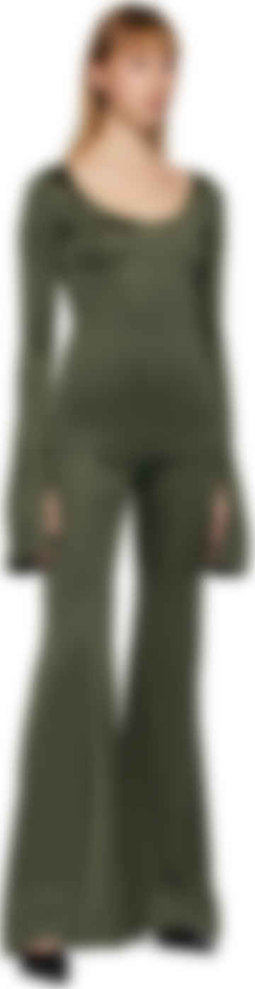 khaki flared trousers