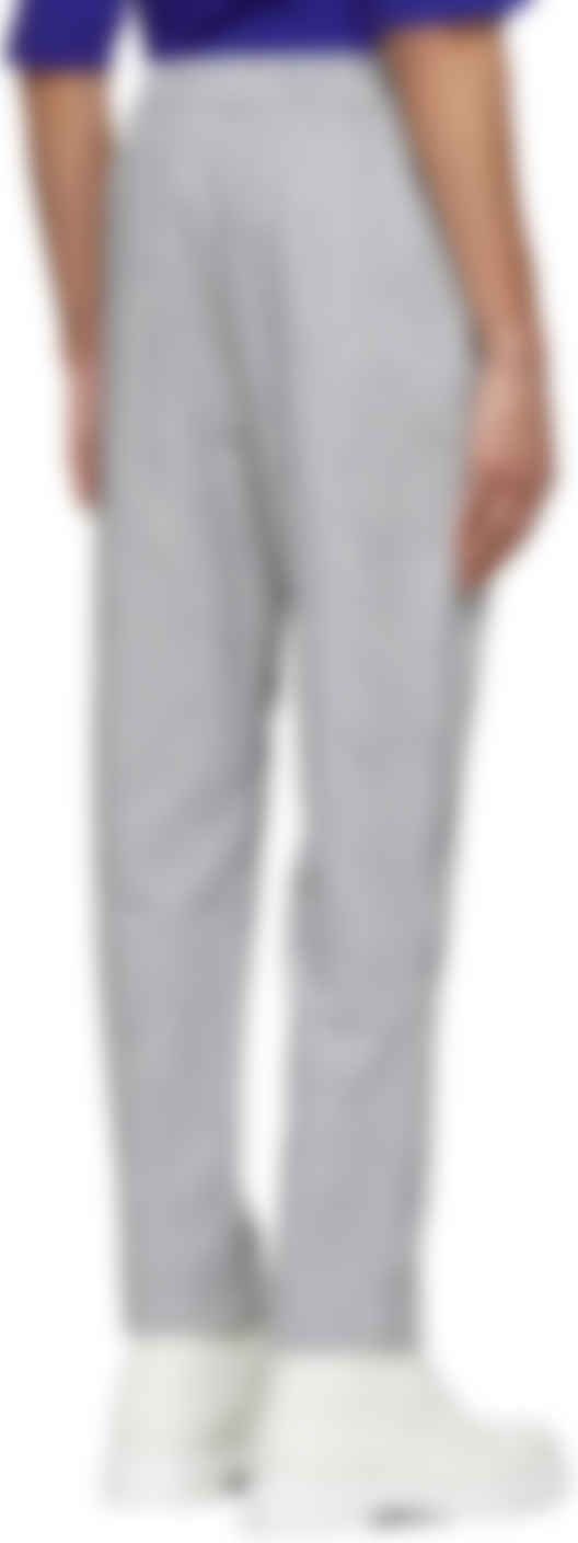 navy and white striped trousers