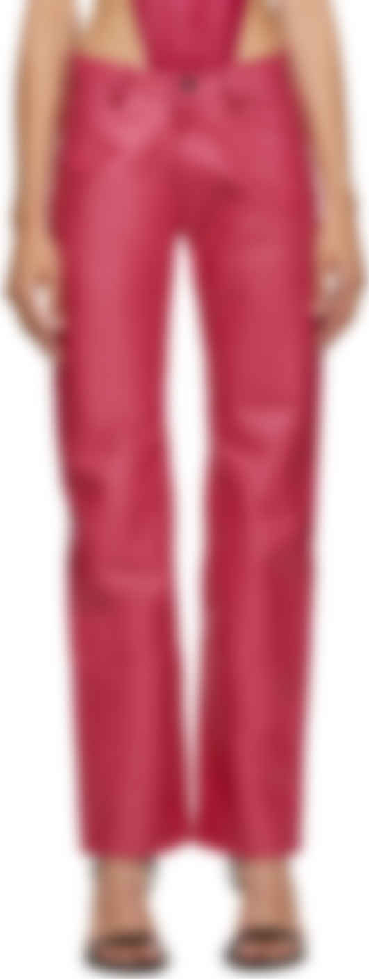 pink leather trousers