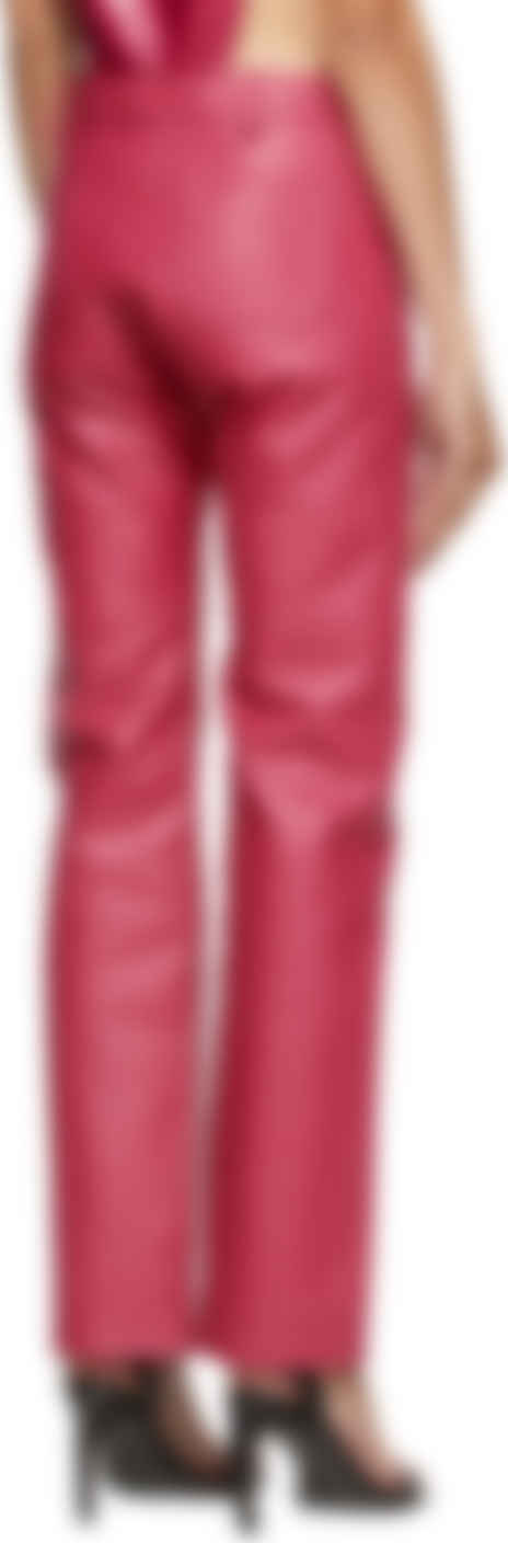 pink leather trousers