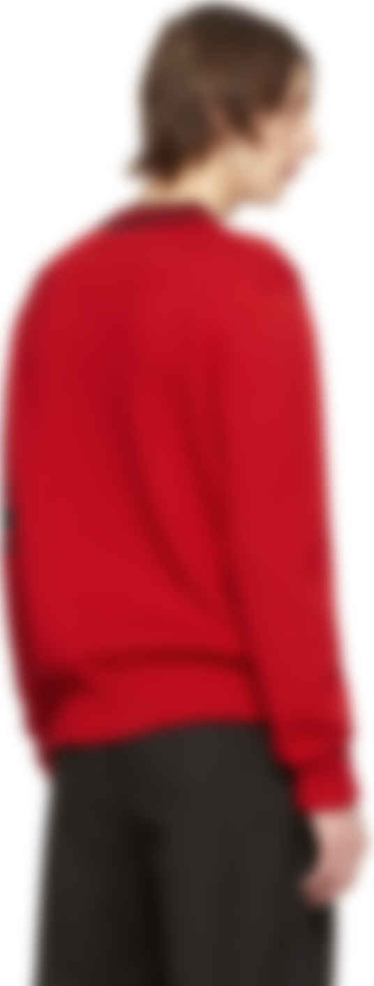 Red \u0026 Black Logo Varsity Sweater 