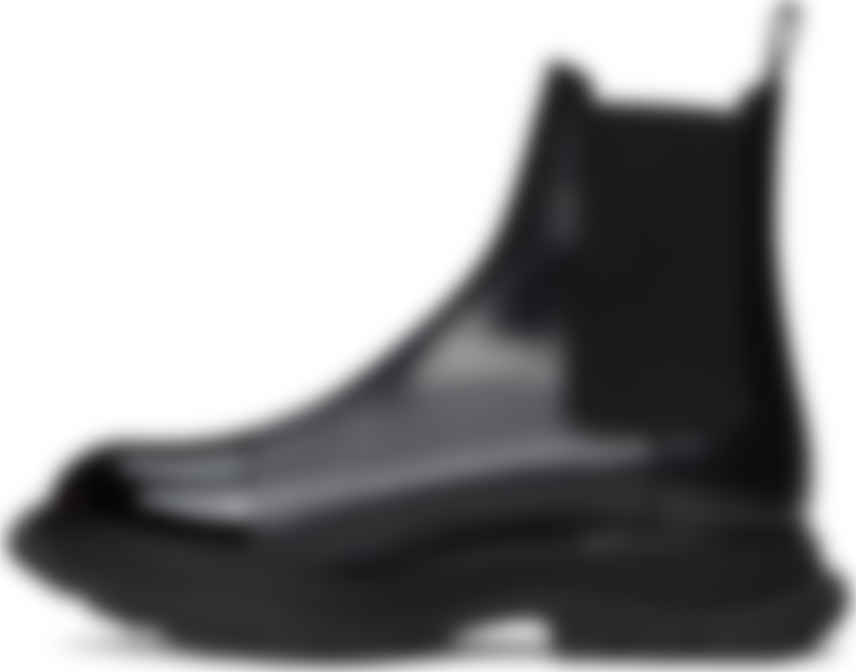 black shiny chelsea boots
