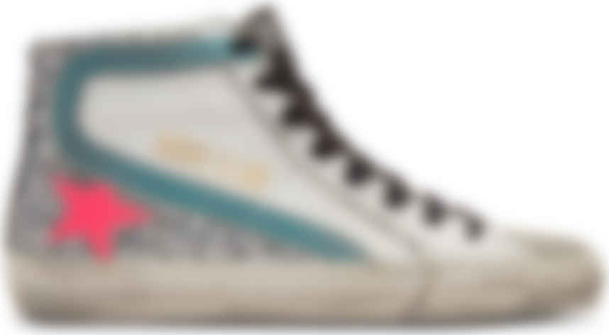 golden goose white silver glitter
