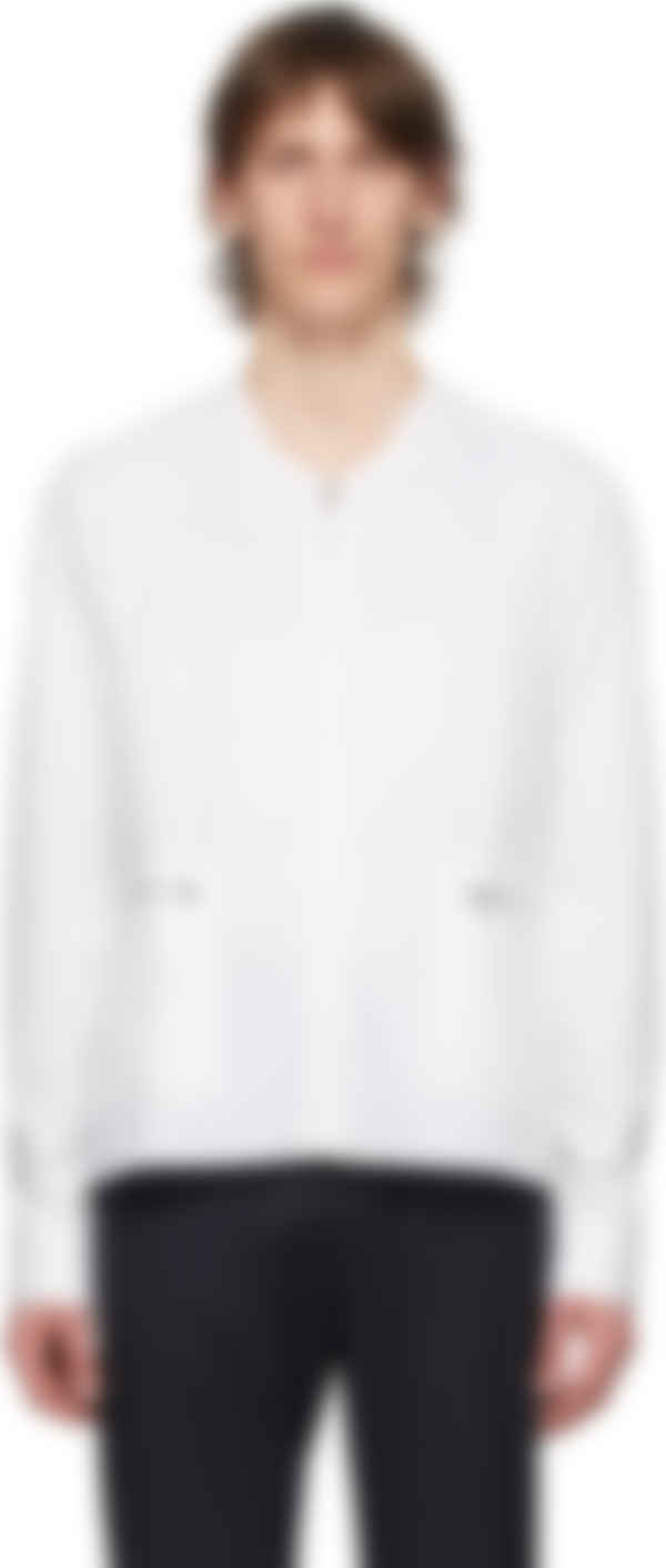 white zip up shirt