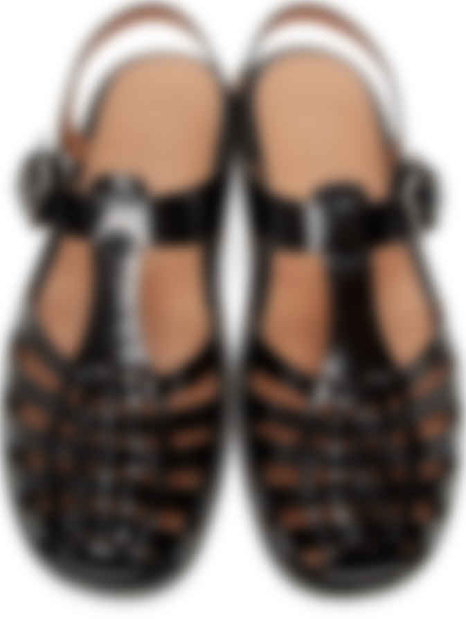 black cut out sandals