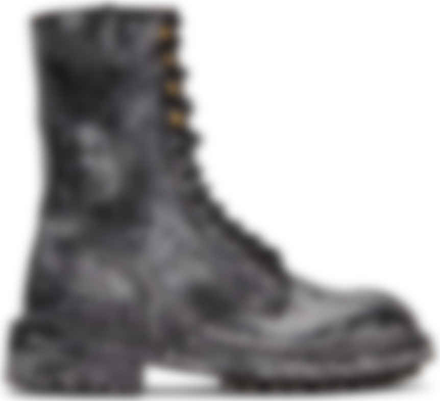 black leather look boots