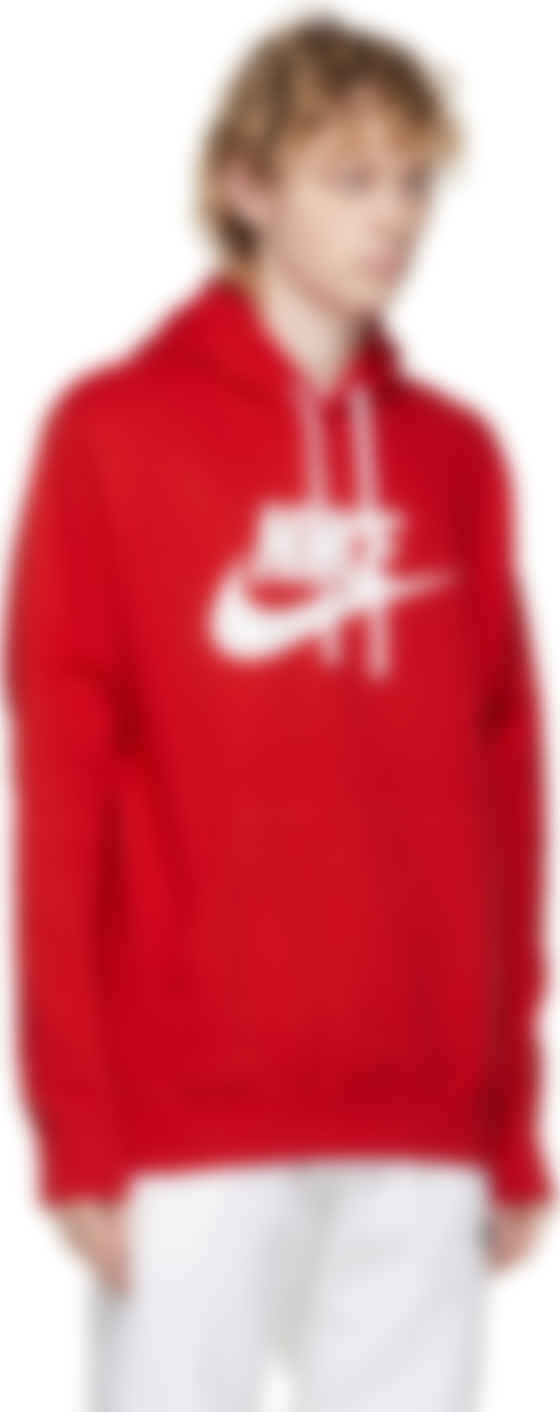 nike red club hoodie