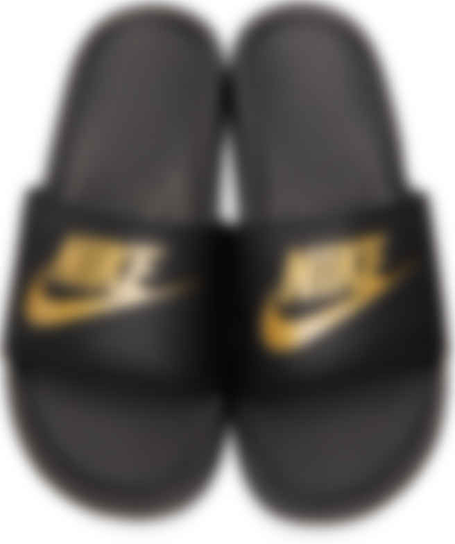 nike black and gold sandals