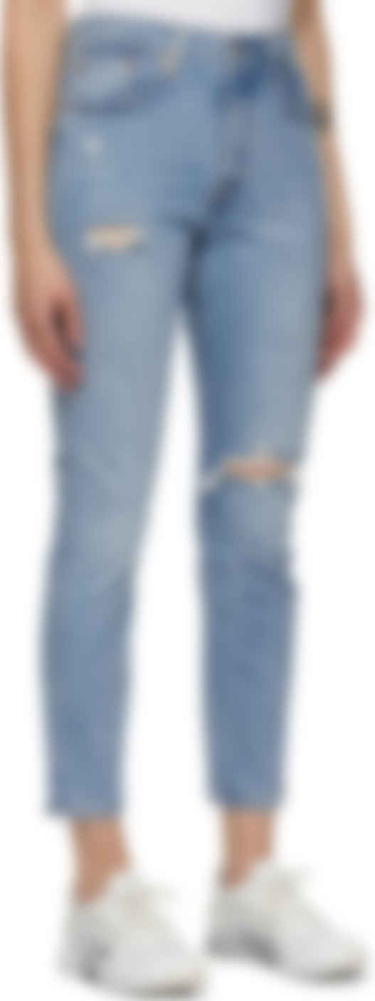 501 skinny light blue distressed jeans