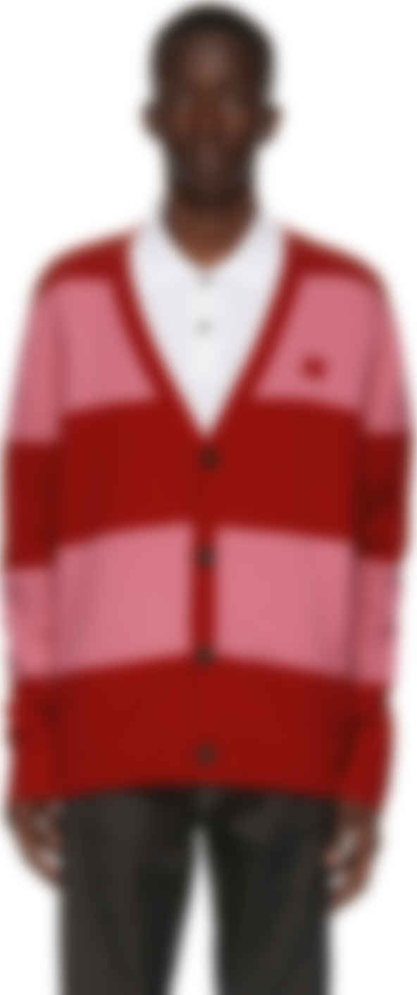 pink and red cardigan