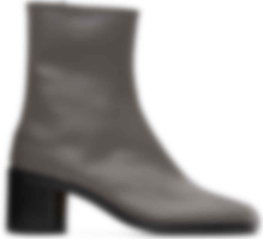 grey mid heel boots
