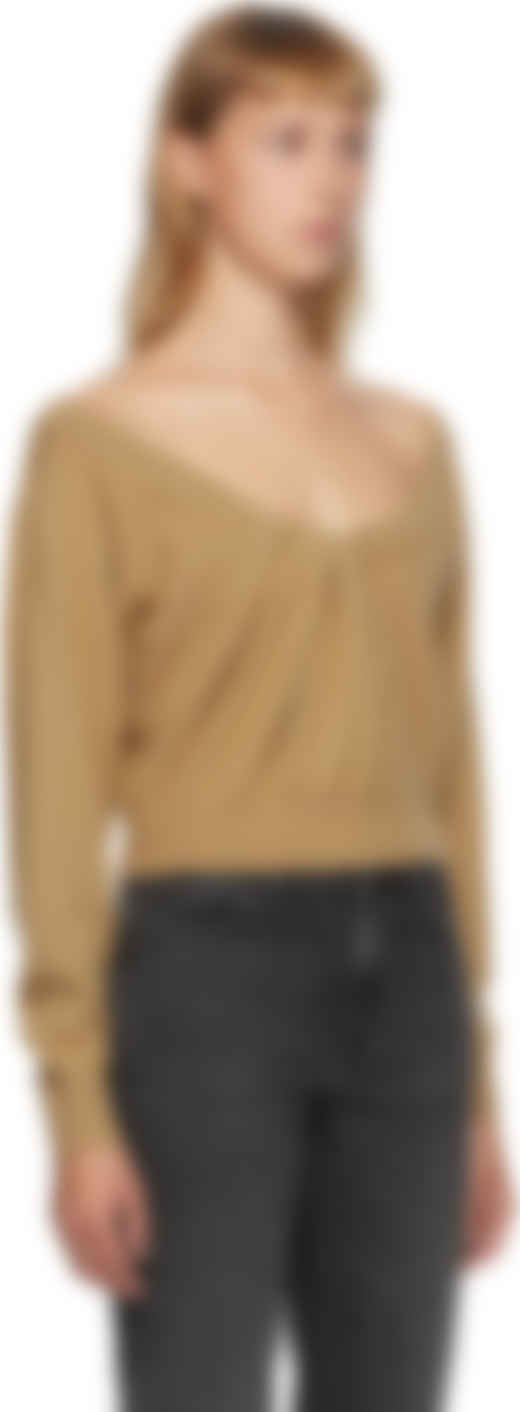 alexander wang sheer shoulder wool & cashmere blend sweater