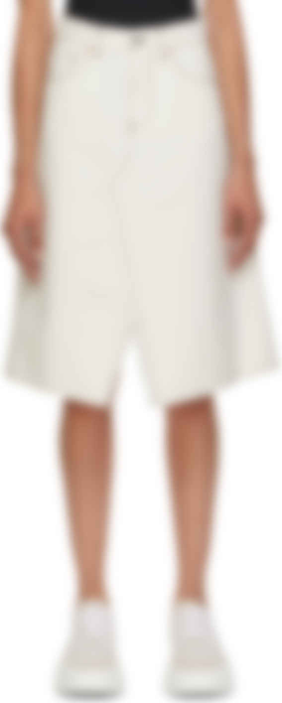 white denim a line skirt