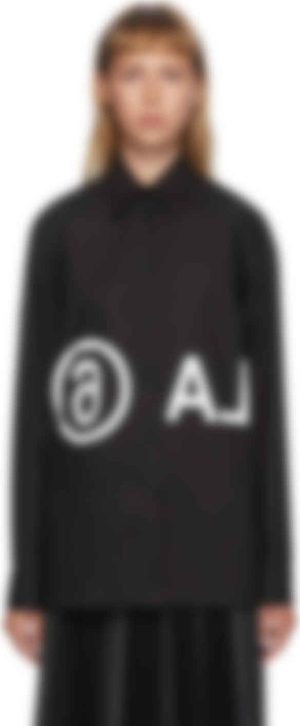 Mm6 Maison Margiela Black Oversized Reversed Logo Shirt Ssense