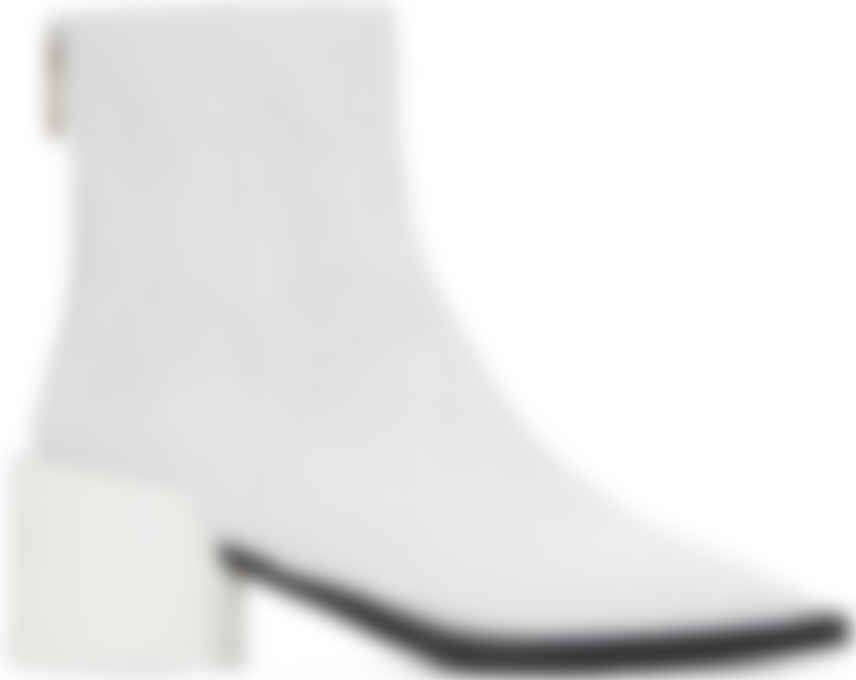 white square toe ankle boots