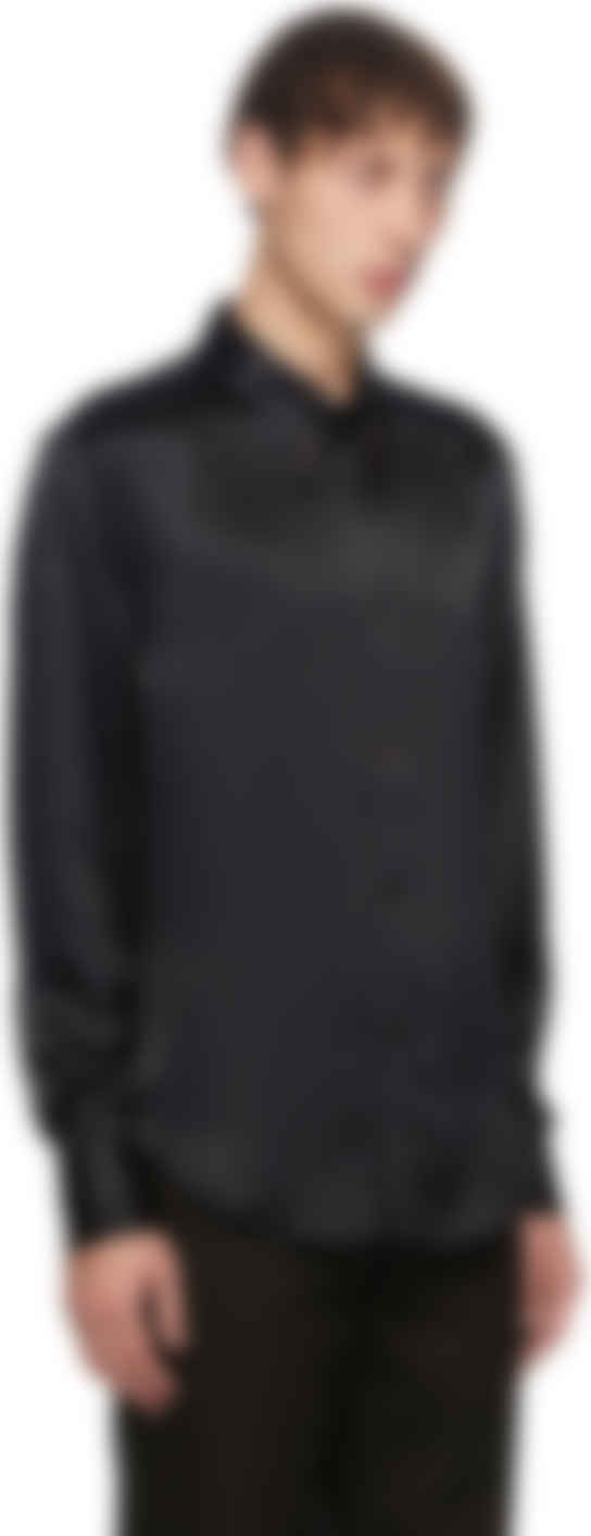 black satin button down