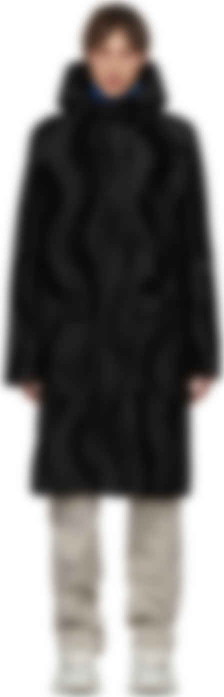 black faux fur hooded jacket