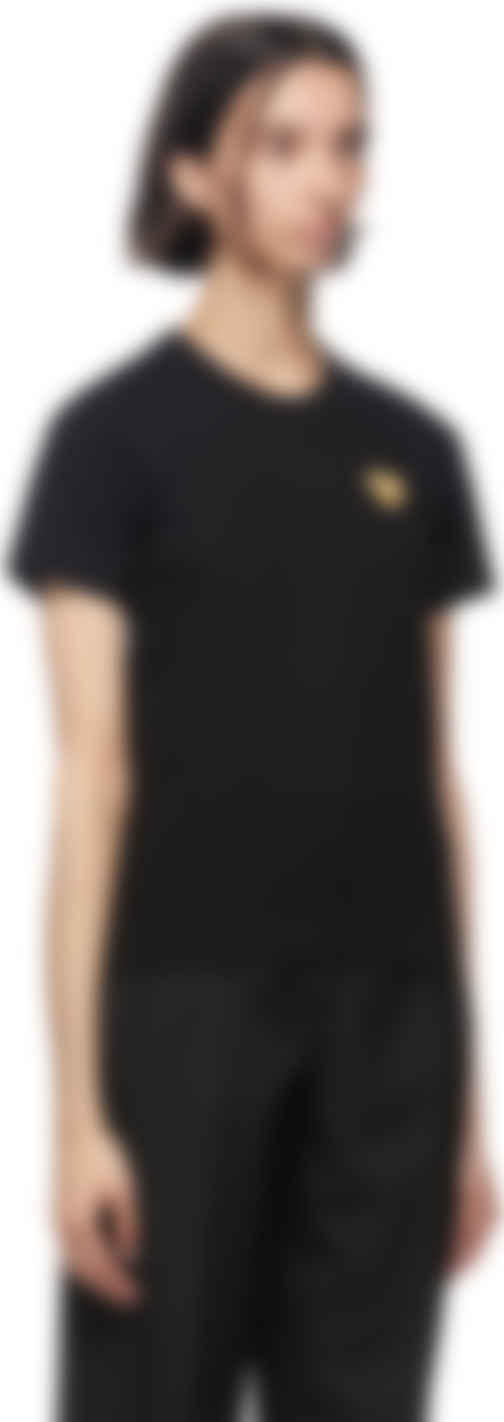 cdg black shirt gold heart