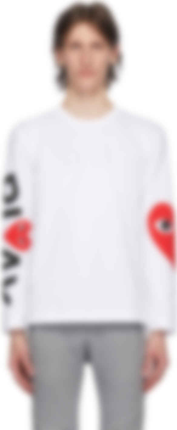 Comme Des Garcons Play 白色big Heart 长袖t 恤 Ssense