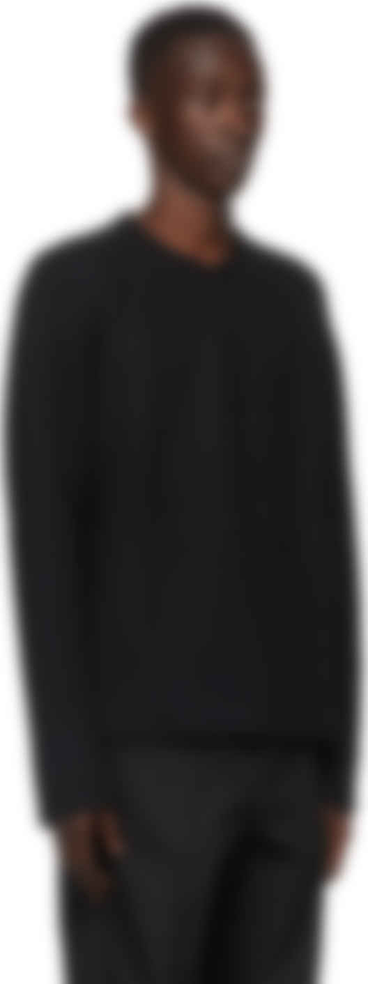 ブラック シルク & ウール V ネック セーター