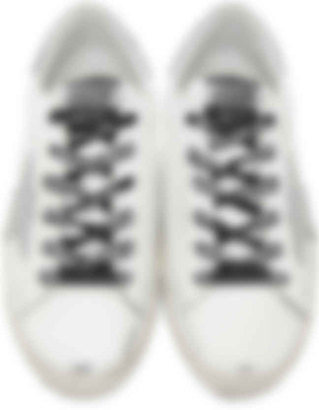golden goose white silver glitter