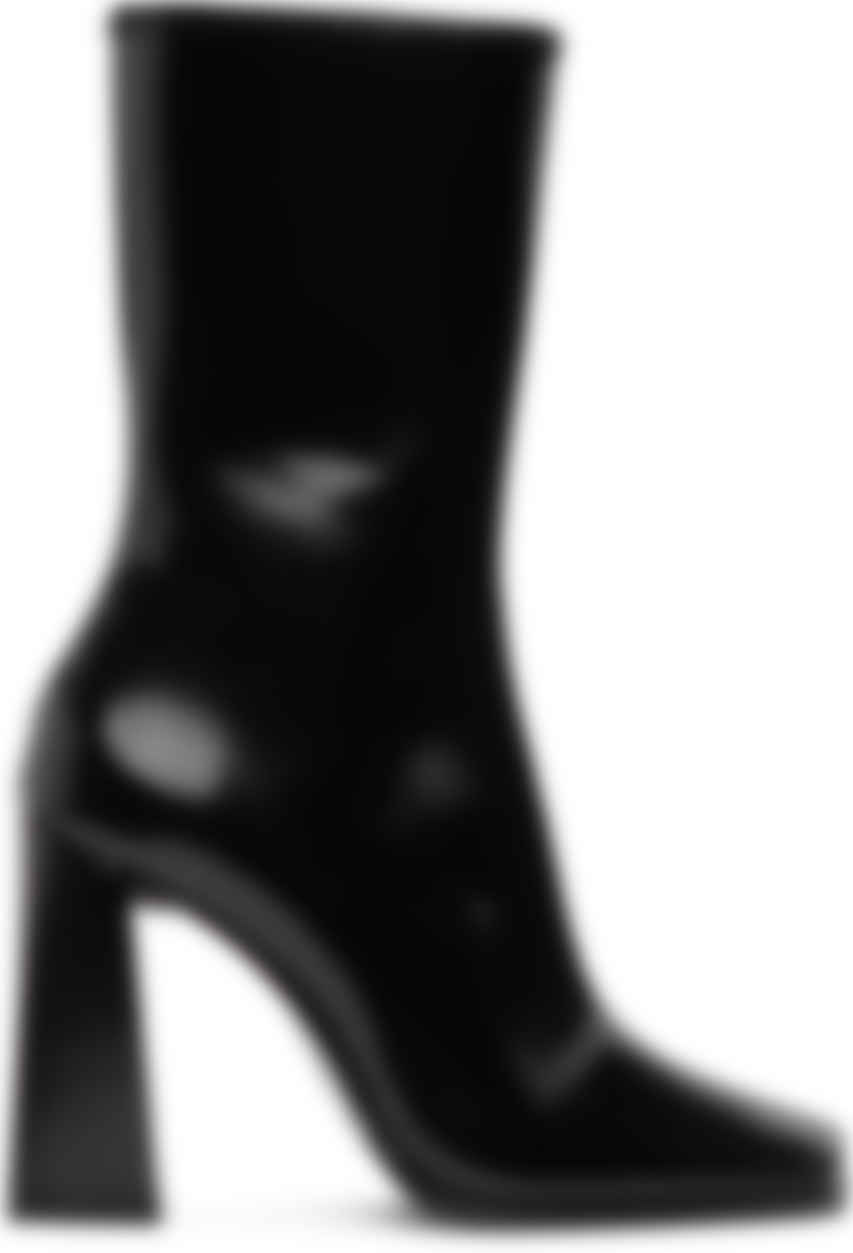 patent black heeled boots