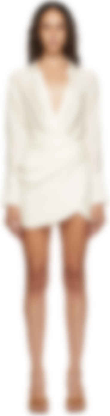 white silk short dress