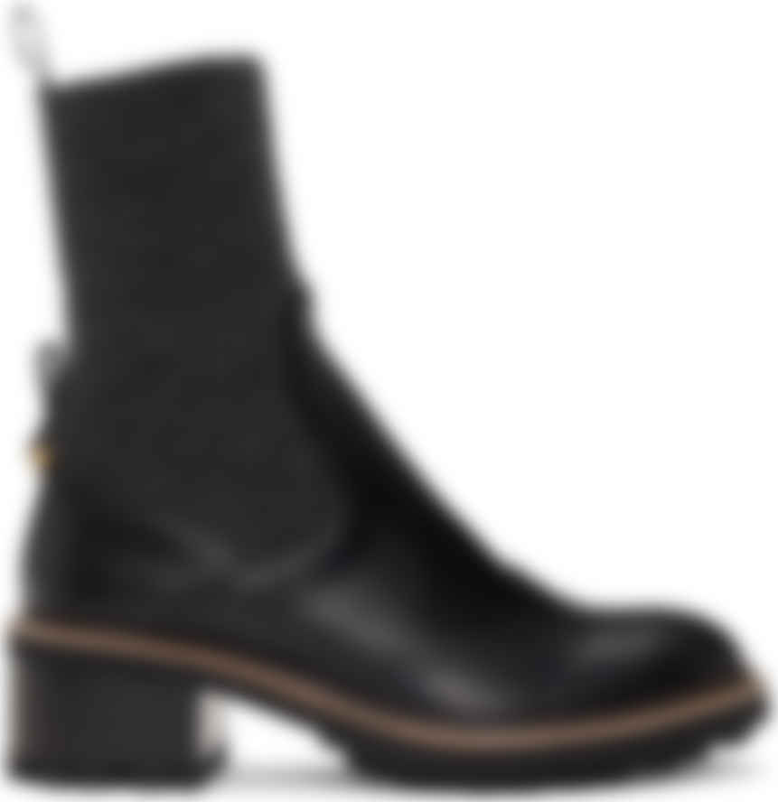 black leather sock ankle boots