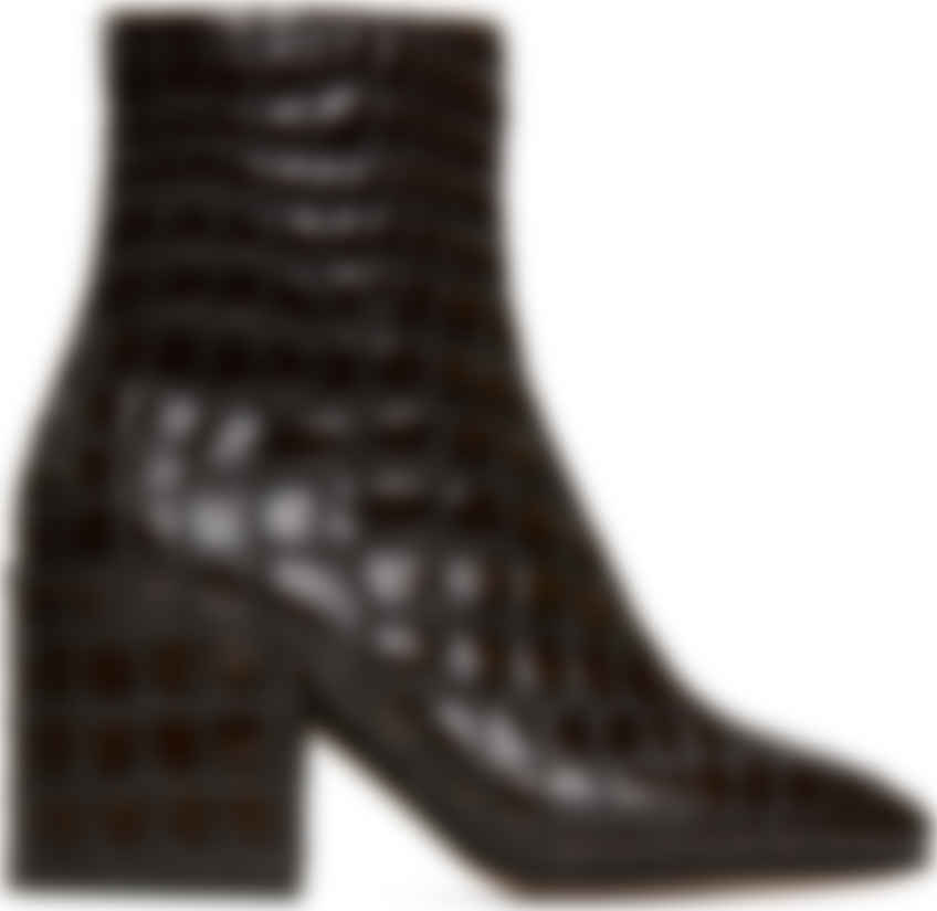 Dries Van Noten: Brown Croc Ankle Boots 