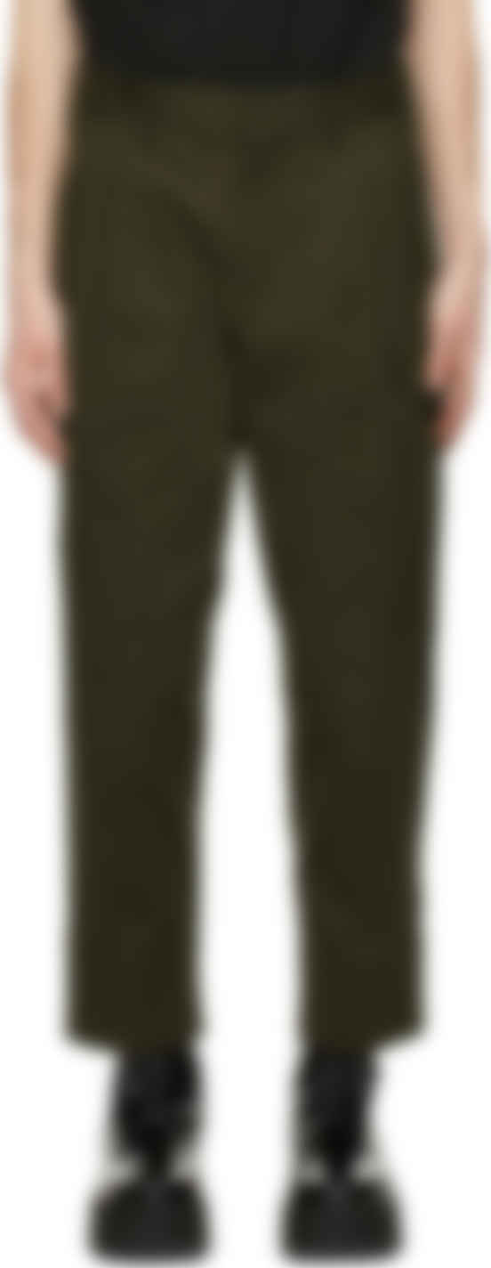 khaki tapered trousers